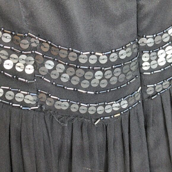 Adrianna Papell Evening Black Silk Beaded Strapless Dress size 12 - Picture 8 of 15